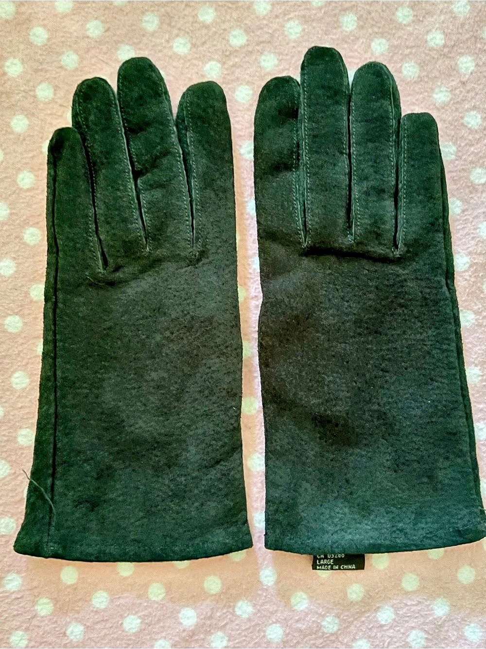 Leather (Suede) Green Gloves L
